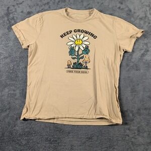 Aeropostale Keep Growing Daisy T-Shirt Men's Size Large Short Sleeve Beige